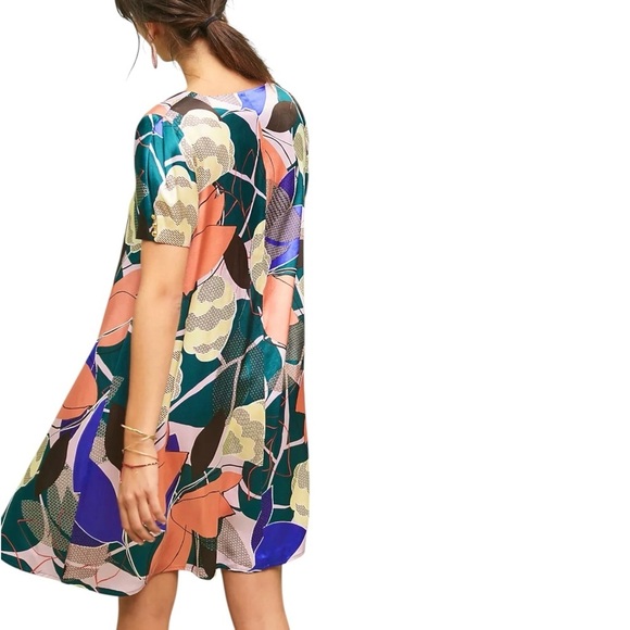 Anthropologie Corey Lynn Calter Multicolor abstract floral Swing Dress Size XS - Picture 2 of 10
